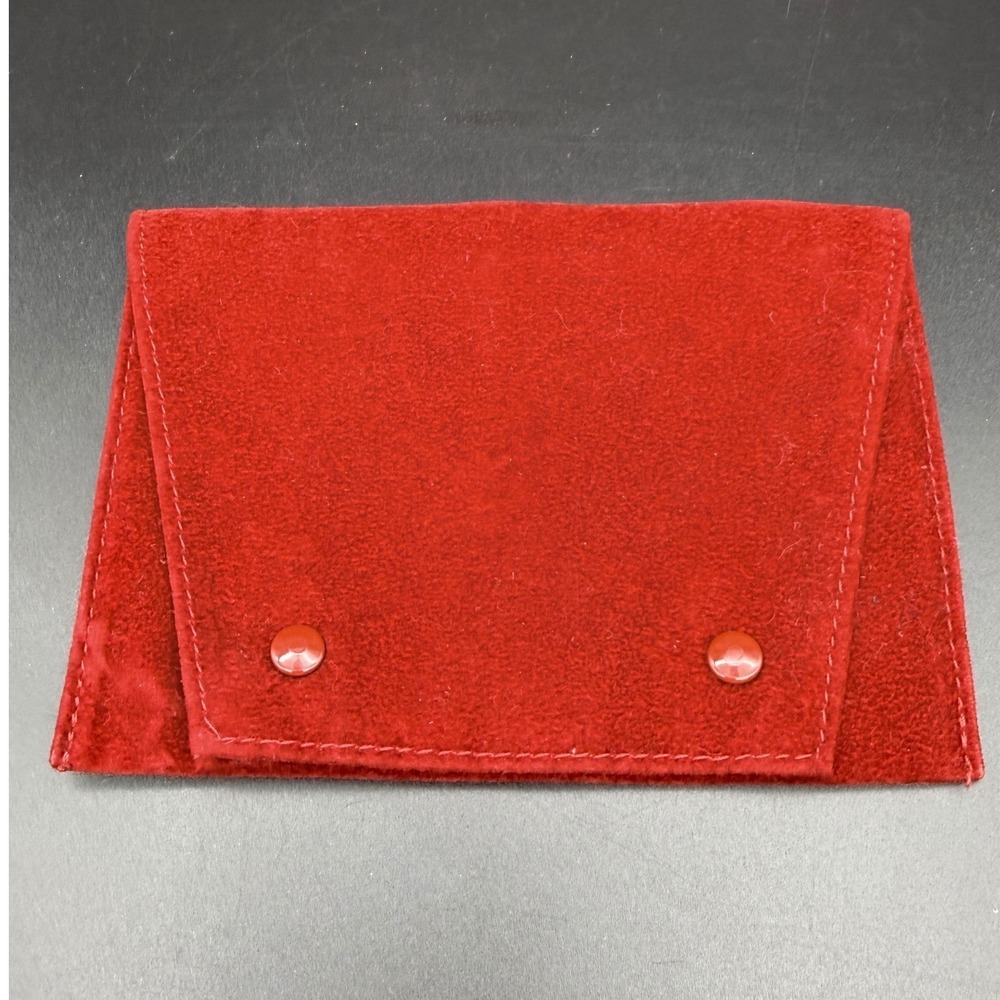 Cartier Red Velvet Jewelry Travel Pouch Case Double Snap Envelope Small Bag